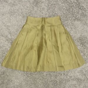 Fei Anthropologie Silk A-Line Skirt - Olive Green - O - Lined